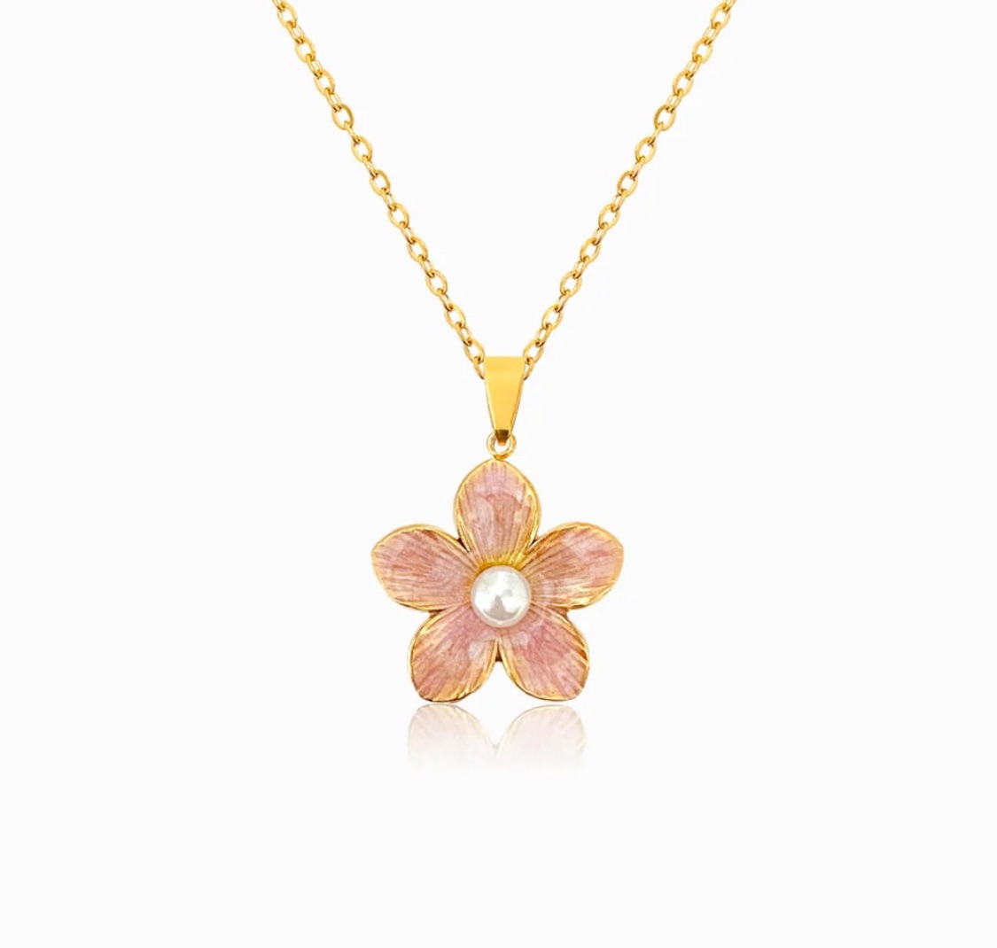 Blue Pink Drop Pendant Necklace